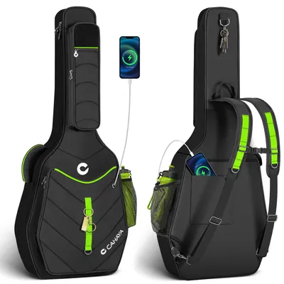 Produktbild von Gitarrentasche Gitarrenrucksack Gigbag - 12 mm gepolstert - Schwarz - 40 bis 42 Zoll - Für akustische Gitarren