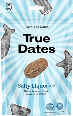 Produktbild von True Dates Datteln Salty Liquorice natürlich süße weiche Datteln 100g