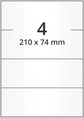 Produktbild von Laseretiketten, weiß, Papier, 210x74mm, 500Bogen/VE, 4/Bogen