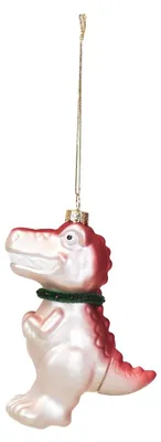 Imagen del producto de Adorno navideño - Dinosaurio - Vidrio - Rosa - 4,5 x 9,5 x 12,5 cm