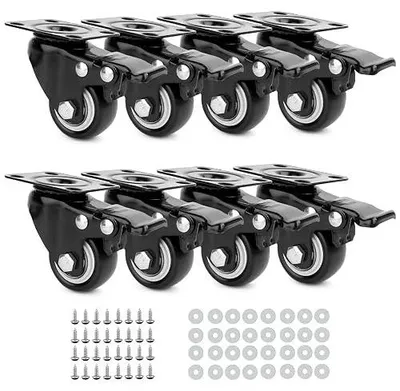 Zdjęcie produktu dla Kółka meblowe 40 mm z hamulcem obrotowe 360 do mebli 8 szt