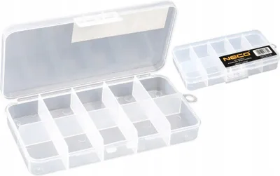 Produktbild von NECO Angelbox 19×10×3 cm – Flache Zubehörbox mit 10 Fächern