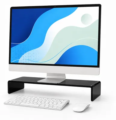 Produktbild von Relaxdays Monitorständer, Acryl, ergonomisch, H x B x T: 10 x 50 x 20 cm, Bildschirmerhöhung Schreibtisch, schwarz