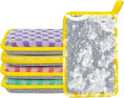 Produktbild von Famanu Reinigungsschwämme 5 Stück - Wiederverwendbare Haushaltshelfer - Nicht kratzende Oberfläche - 13,5x9x2,5cm