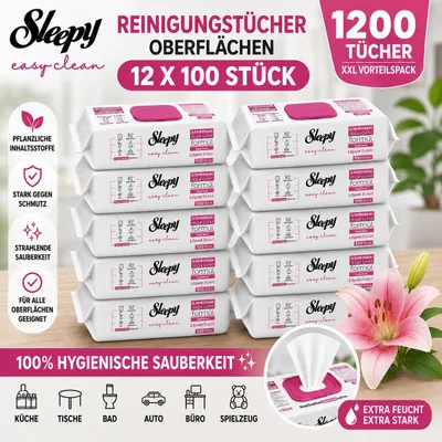 Produktbild von Sleepy Easy Clean Oberflächenreinigungstücher Lilium 12x100 STÜCK