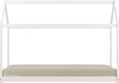 Productafbeelding van Sunny Zoey Bedhuisje van Hout in Wit | Kinderbed in Huis Vorm Zonder Matras | 206x98cm | Voor Matrasmaat 90 x 200 cm