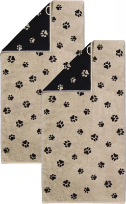 Produktbild von 2 Stück Cawö We love Dogs Handtücher 6247-93 Pfoten Schwarz 50x100