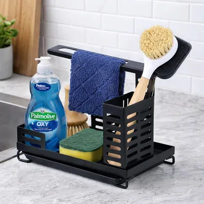 Productafbeelding van Keukenorganizer met opvangbak voor keukengerei, zwart