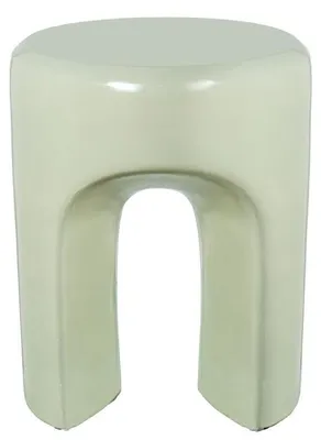 Produktbild von DRW Runder Beistelltisch aus Fiberglas in glänzendem Weiß, 43 x 35 x 35 cm