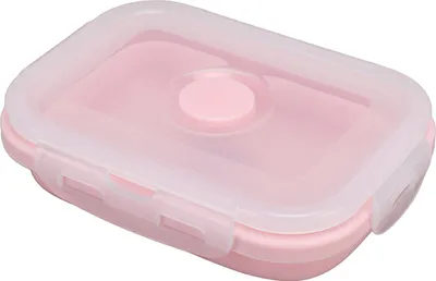 Obrázok produktu pre Skladací silikónový kontajner na potraviny odolný voči vysokým teplotám Mikrovlnná rúra bezpečná obedová krabička Bento Box 350 ml ružová