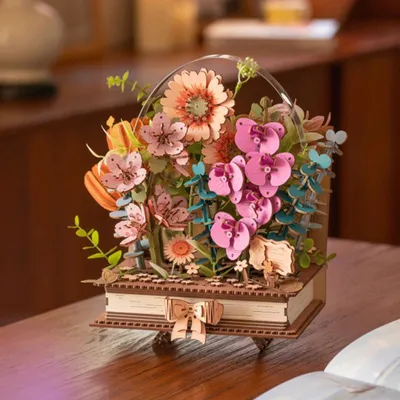 Imagen del producto de Rompecabezas 3D, Libro floral de madera, madera, ROWOOD, 522 piezas