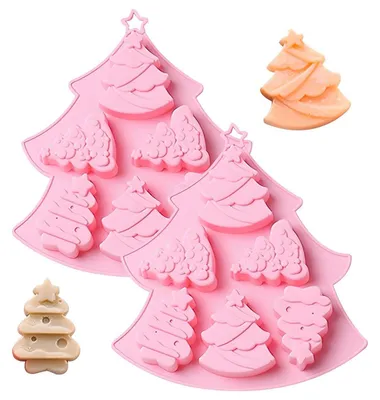Produktbild von Weihnachtsbaum Silikonform für Süßigkeiten, Fondant, Seife | 3er Set | Lebensmittelecht