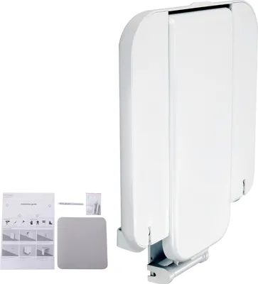 Image de SucceBuy Siège de douche pliable en ABS, 15,7 x 16,7 pouces déplié, siège de douche mural et relevable avec une capacité de charge de 200 kg, siège de douche rabattable peu encombrant pour tous les utilisateurs