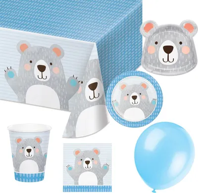 Produktbild von Partydeko Set mittel Birthday bear für 8 Kinder