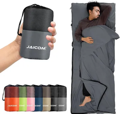 Produktbild von JAICOM Hüttenschlafsack Ultraleichter Seideschlafsack Rucksackreise Mikrofaser Grau