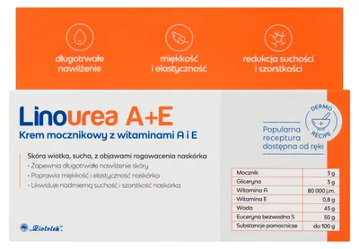 Krem nawilżający do twarzy na dzień 50 ml Linourea A+E mocznik Ziołolek