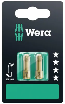 Produktbild von Wera Bit PZD Größe 3 Länge 25mm 1 / 4 Zoll 6-kant C6,3 extrahart Torsionsform Karte mit 2 St. 855 / 1 TH SB - 5073372001