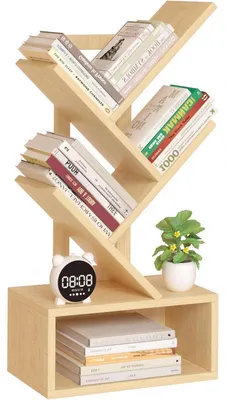Immagine prodotto di Scaffale a forma di albero, 5 ripiani, legno nero, organizer da scrivania