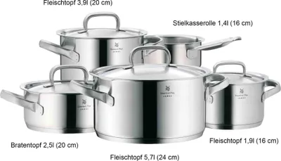 Zdjęcie produktu dla WMF Gourmet Plus 0720056030, Stal nierdzewna, Stal nierdzewna, Stal nierdzewna, Stal nierdzewna, Stal nierdzewna, 250 °C