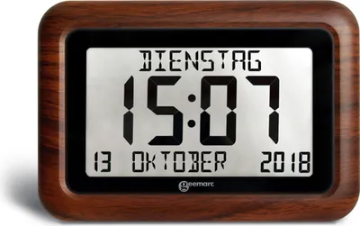Produktbild von Geemarc VISO10 Funkuhr mit Kalender - Hilfreich fr Demenz- und Alzheimer-Kranken - WOOD