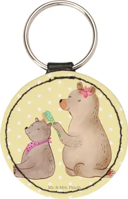 Produktbild von Mr. & Mrs. Panda Schlüsselanhänger Bär Kind - Gelb Pastell - Geschenk, Muttertag, Mama, Anhänger, Bruder, Bunt, Bären, Familie, Taschenanhänger, Bedruckt, Mutter
