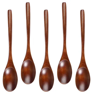 Holzlöffel-Set, 5 Stück, 22,5 x 4,2 cm, Naturholz, multifunktional