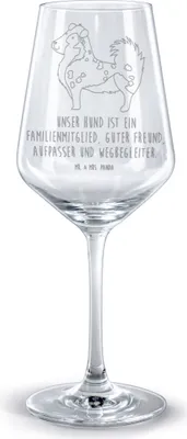 Produktbild von Mr. & Mrs. Panda Weinglas Hund Australien Shepherd - Transparent - Geschenk, Sprüche, glas für rotwein, graviert, Familie, Spruch, graviertes, Kelch