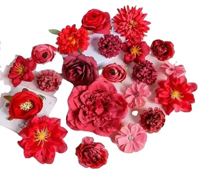 Productafbeelding van Kunstbloemen, zijdenrozen, decoratie voor interieur, 21 stuks, rood