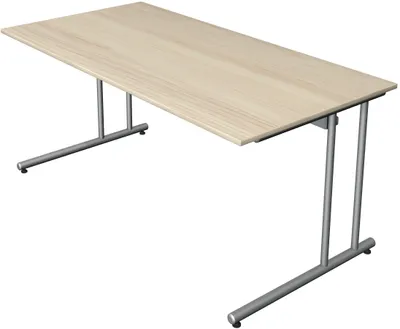 Produktbild von Schreibtisch start up Fuß silber BxT 160x80cm ahorn