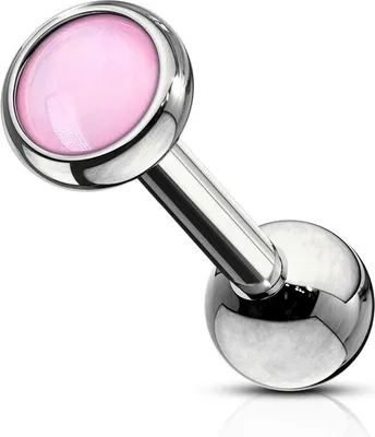 Produktbild von Tragus Helix Cartilage Ohr Piercing Stecker Epoxid Chirurgenstahl Autiga® silber-rosa