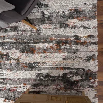 Produktbild von Hochflor Teppich Wohnzimmer Esszimmer Shaggy Vintage Abstraktes Muster Grösse 60x100 cm