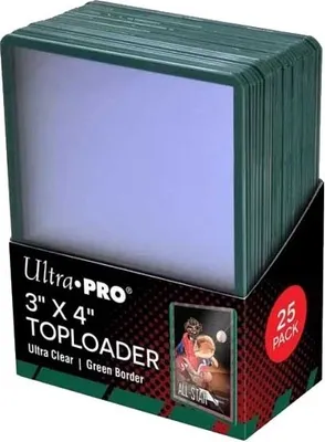 Obrázek produktu pro Ultra Pro 3' x 4' Transparent/Green Top Loader - 25 Top Loader