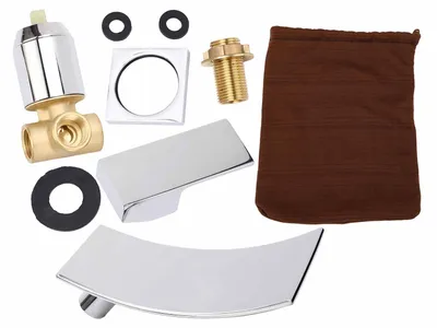 Image de Robinet mural chromé pour lavabo en cascade��Mitigeur pour lavabo (eau chaude et froide)