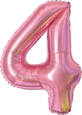 Produktbild von Folieballon Zahl 4, XXL 101 cm, rosa, für Geburtstagsdeko