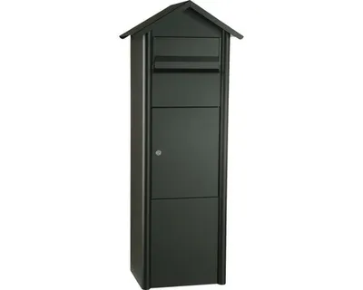 Produktbild von MEFA Paketbriefkasten Stahl pulverbeschichtet BxHxT 340/1100/282 mm Pine 485 Tiefschwarz RAL 9005 Struktur Entnahme vorne