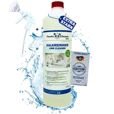 Produktbild von PandaCleaner Kalkreiniger Bad - 1000ml Kalkreiniger Spray - WC Reiniger extra stark - Kalk und Schmutz Reiniger