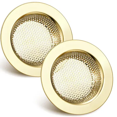 Zdjęcie produktu dla Siatka odpływowa ze stali nierdzewnej, złota, 2 sztuki, średnica 11,2 cm