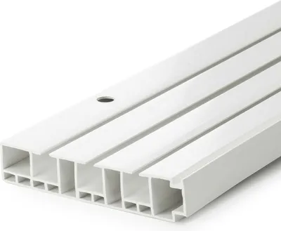 Produktbild von Gardinenschiene 400cm | 3-läufig | Vorhangschiene / Innenlaufschiene / Deckenschiene | Weiß PVC | DQ-PP