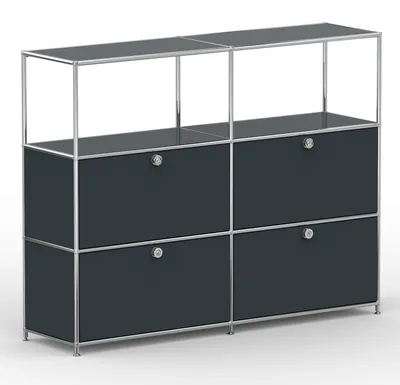 Produktbild von Hochschrank, 2 offene Fächer, 4 Klappen, Breite 152 cm, Anthrazit
