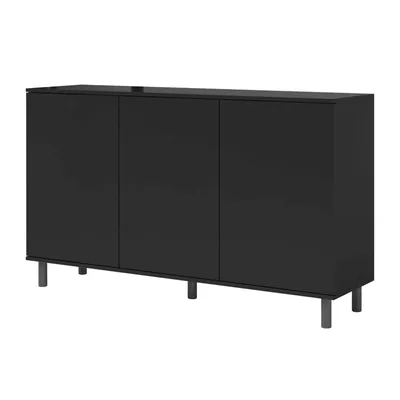 Produktbild von Kommode 3-Türig, Aufbewahrungsschrank, Sideboard, 150 cm, Schwarz, Loft-Design, Push-to-Open, "Masimo"