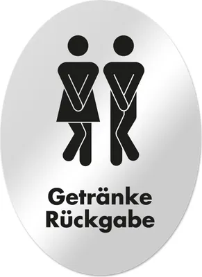 Produktbild von younikat WC Aufkleber Getränke-Rückgabe I 8,6 x 12 cm I in silber schwarz I UV- und witterungsbeständig I vergilbungsfrei I Toiletten Aufkleber I Unisex Tür-Aufkleber I dv1378