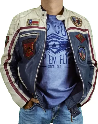 Obrázek produktu pro Top Gun Lederjacke TG 1005 Navy/Offwhite/Bordeaux 1520 Gr. L/52