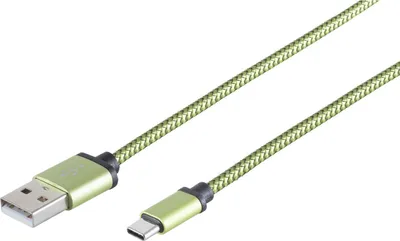 Productafbeelding van S/CONN 14-50119, 0,9 meter, USB A, USB C, USB 2.0, 0,48 Gbit/s, Groen
