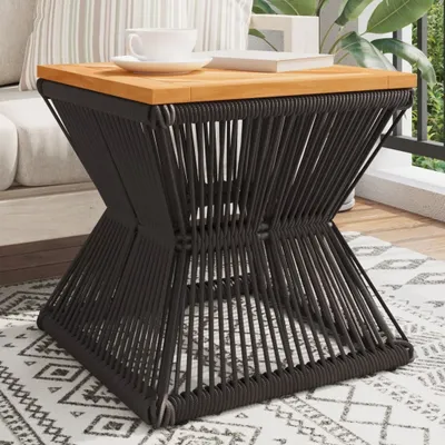 Produktbild von ZMH Couchtisch mit Drahtgestell Schwarz 38x38x38 cm Akazienholz