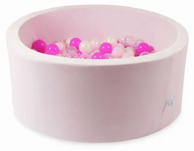 Produktbild von Trockenpool 90x40 Velvet Soft Light Pink mit 300 Bällen: transparent, opaleszierend, hellrosa, rosa