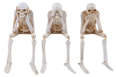 Produktbild von Halloween Skelett Deko - 3-teiliges Set Skelettfiguren - Halloween Dekoration aus Kunstharz - Gothic Stil - für Kaminsims, Regal, Tisch & Schreibtisch