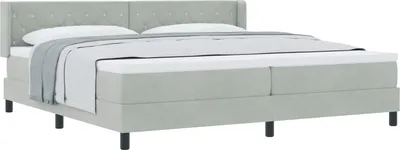Obrázek produktu pro Postel s boxspringem s čelo Světle šedá 200 x 200 cm samet