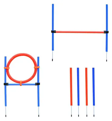 Produktbild von Agility-Set für Hunde - Hundetrainingsset mit Hindernissen | Farbe: Blau und Rot