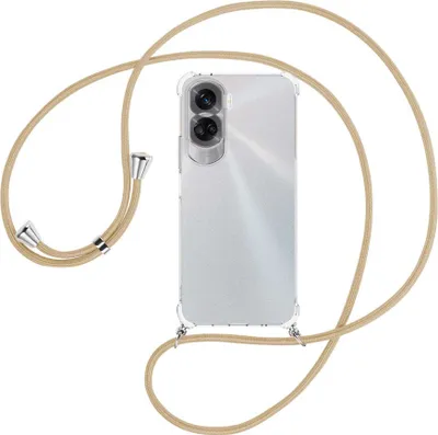 Produktbild von Handykette Backcover-Schutzhülle mit Band (Metall silberfarben) für Honor 90 Lite 5G (6.7'') - caramel