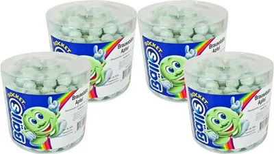 Produktbild von Rocket Balls Brausebälle Apfel 200 Stk.in der Dose Hartkaramelle mit Brausefüll